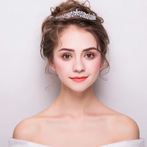 Petite, sparkling Wedding Tiara on Bride