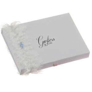 Chantilly Lace Garter with Blue Swarovski Pearls