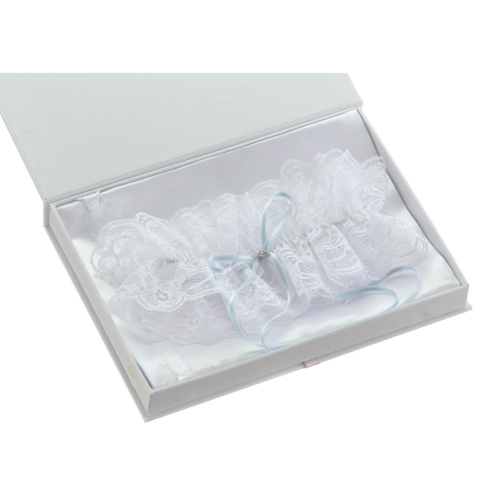 Laura-Lace-Wedding-Garter-with-Blue-Bow-Garter2 Something blue lace wedding garter with rhinestone