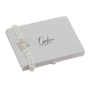 Satin bridal garter with retro rhinestone embellishment