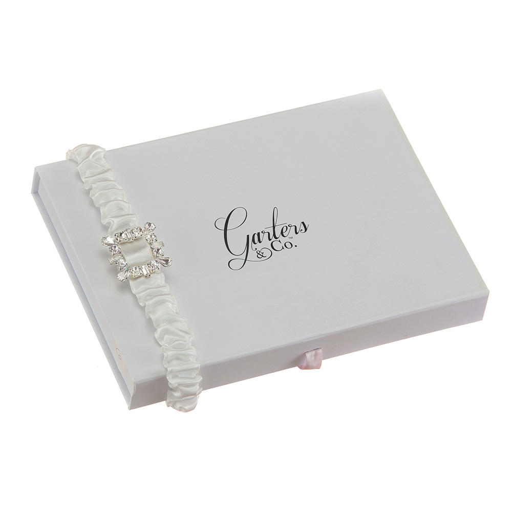 Retro Rhinestone Off White Wedding Garter Satin bridal garter with retro rhinestone embellishment