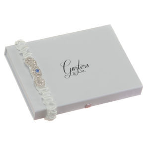 Off-white rhinestone wedding garter