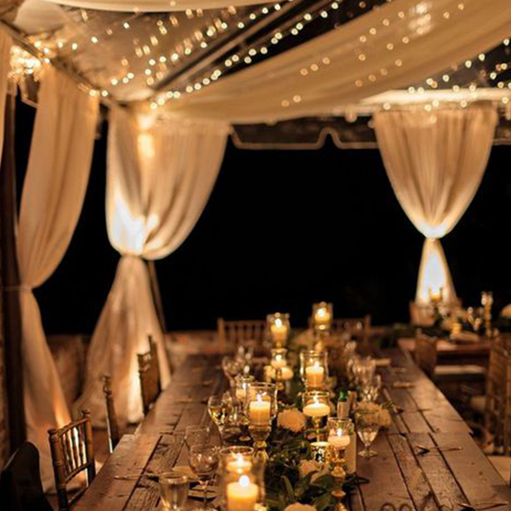 Outside Wedding with beautiful setting at night