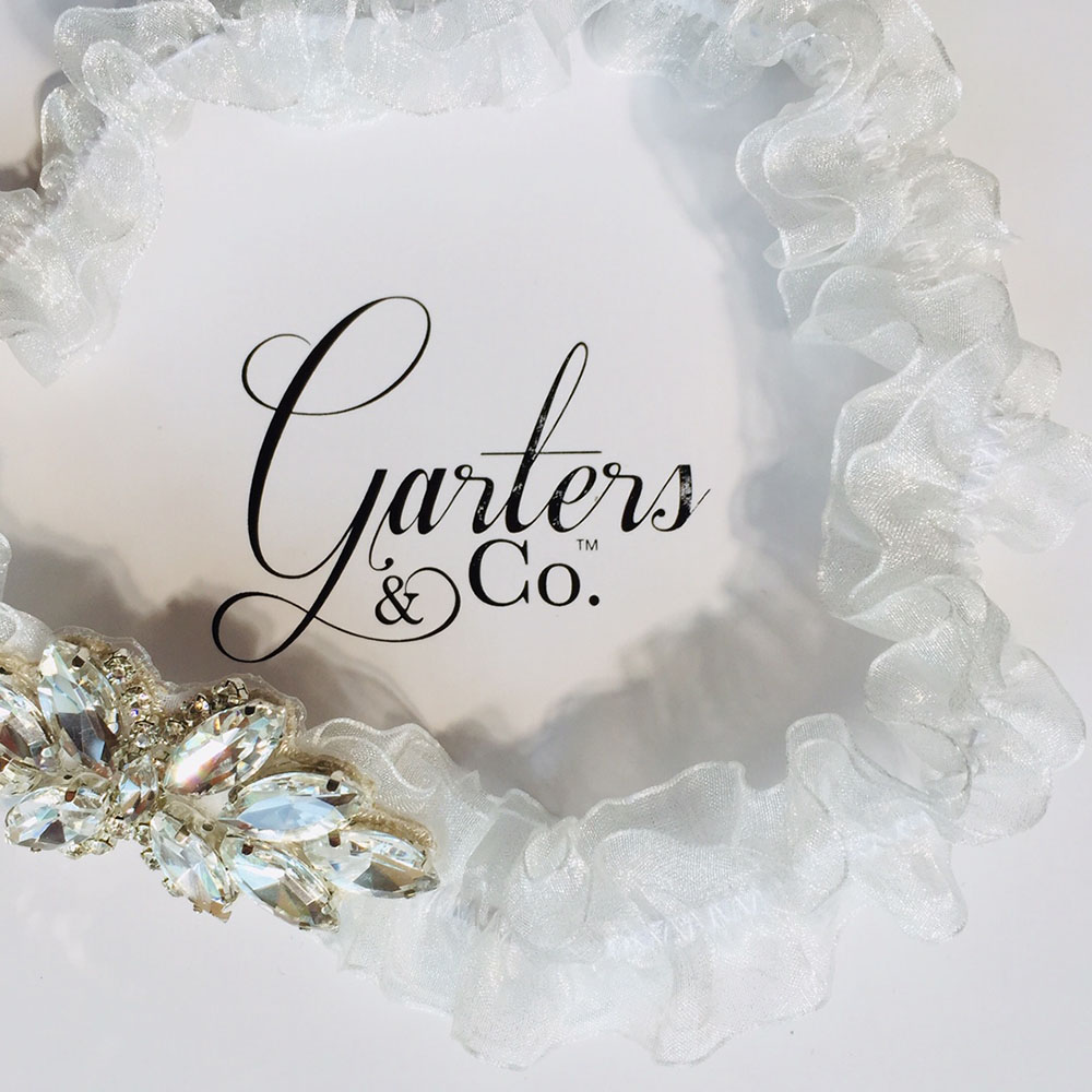 Elise Heirloom Wedding Garter1 Organza Wedding Garter with lovely Rhinestone Design