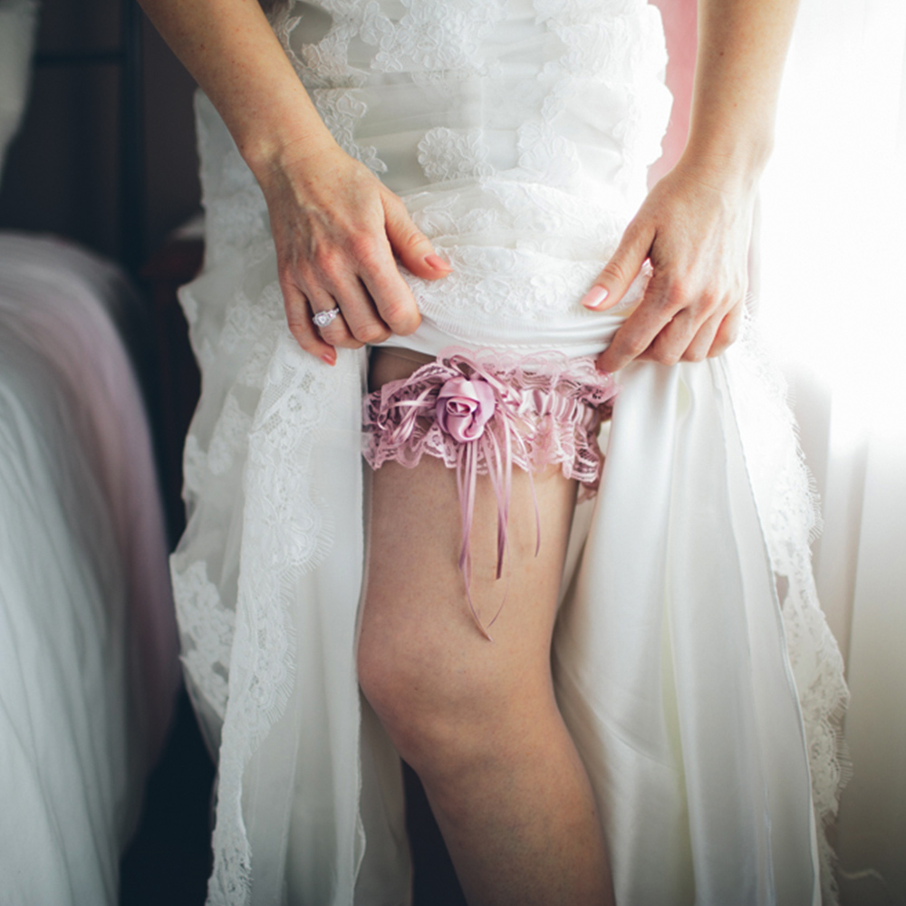 Vintage Pink Wedding Garter