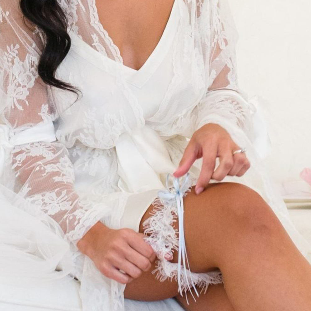 Bride wearing her Garter on Wedding Day